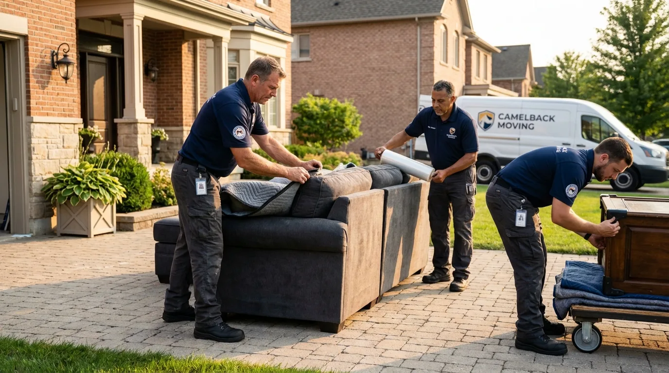 Large estate moving crew wrapping furniture in Julian, CA